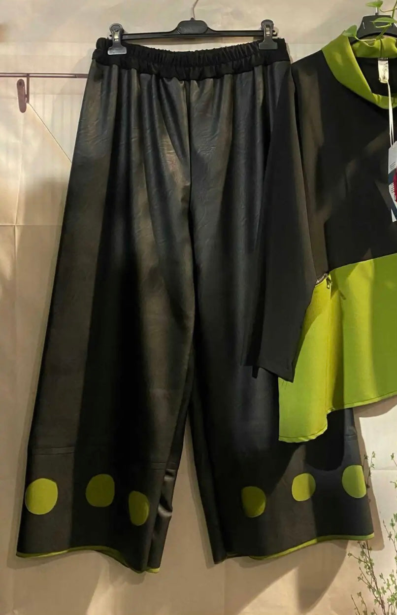 Ecco leather wide trousers.