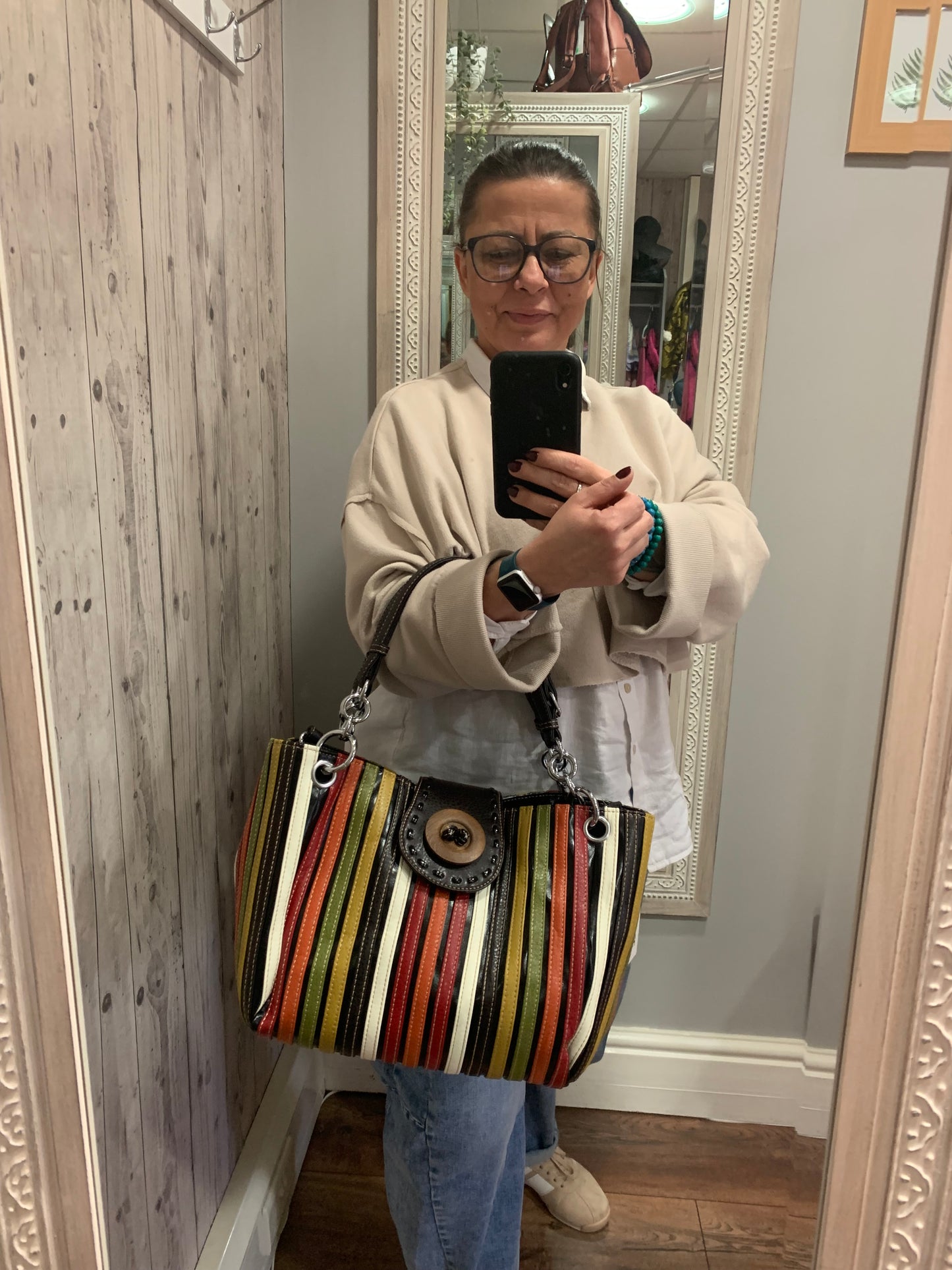 Multicolour stripes bag