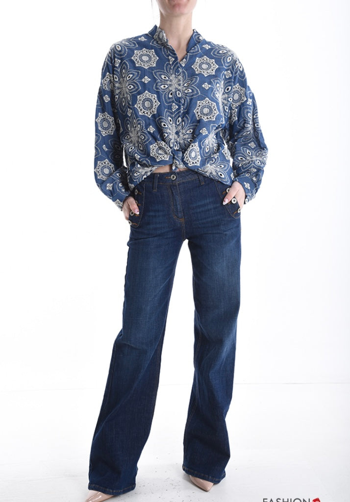 Denim embroidered shirt