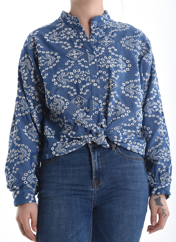 Denim embroidered shirt