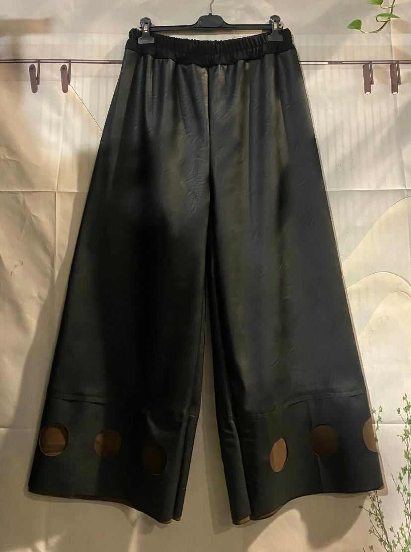 Ecco leather wide trousers.